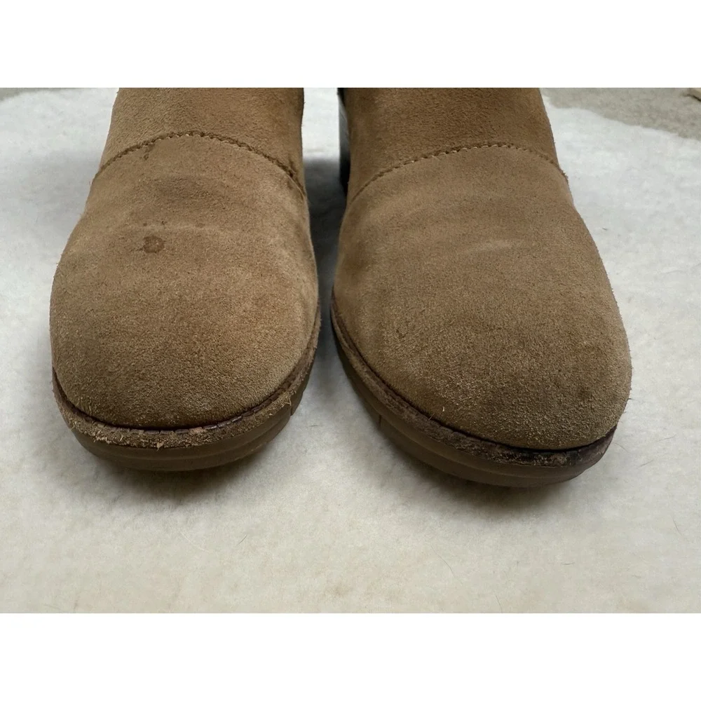 Sorel Cate‎ Ankle Boots Booties Block Heels Brown Suede Zip Women's 8.5 Western